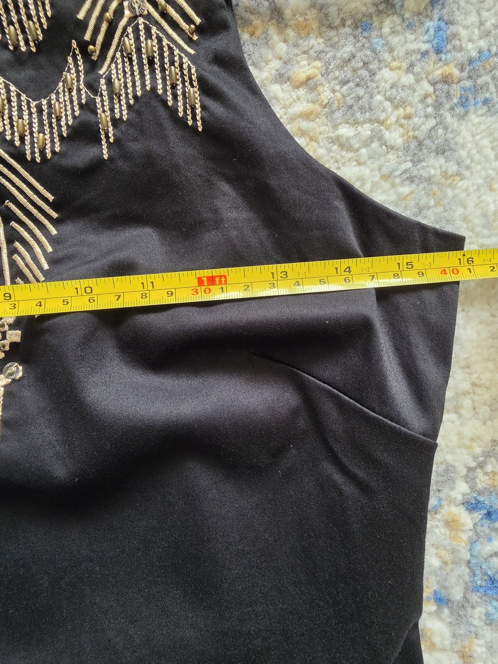 le chateau Black Sheath Dress with Gold Beaded Neckline - Picture 9 of 12